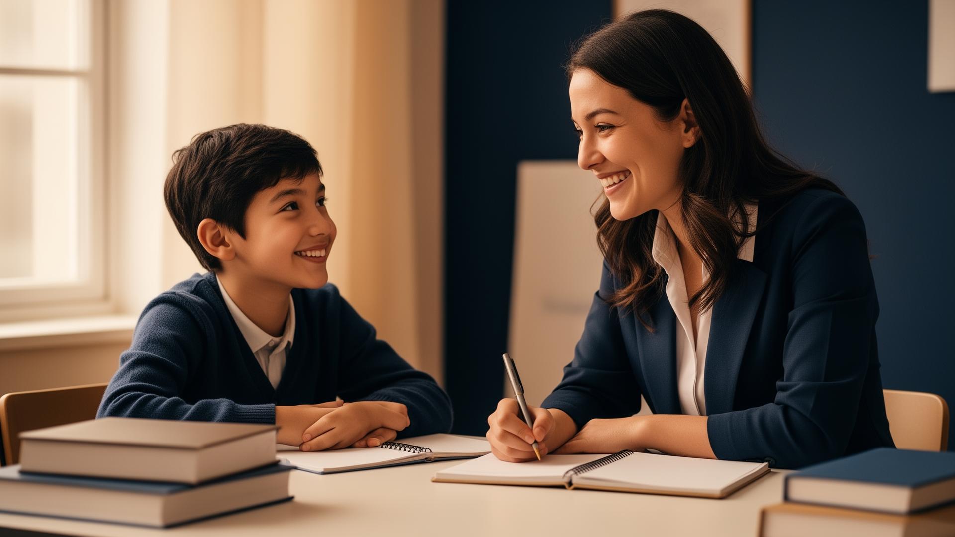 Tutor working one-on-one with a smiling student